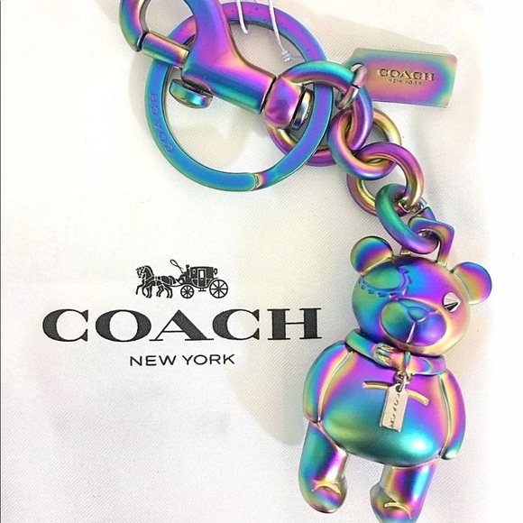 COACH Iridescent 3D Bear Keychain Handbag Charm - Picture 3 of 4